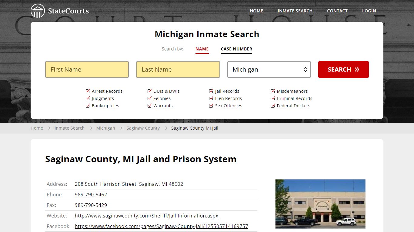 Saginaw County MI Jail Inmate Records Search, Michigan - State Courts